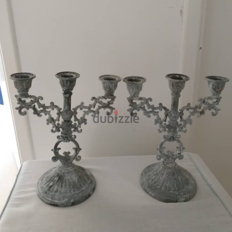 2 Bronze Candle Holders 0