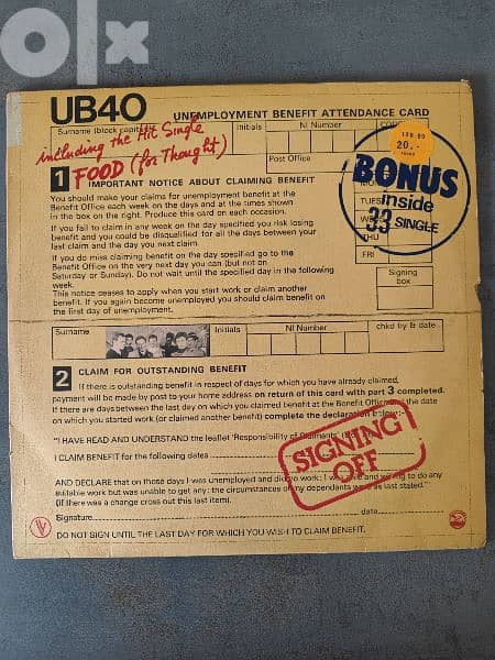 UB40 signing off vinyl 0