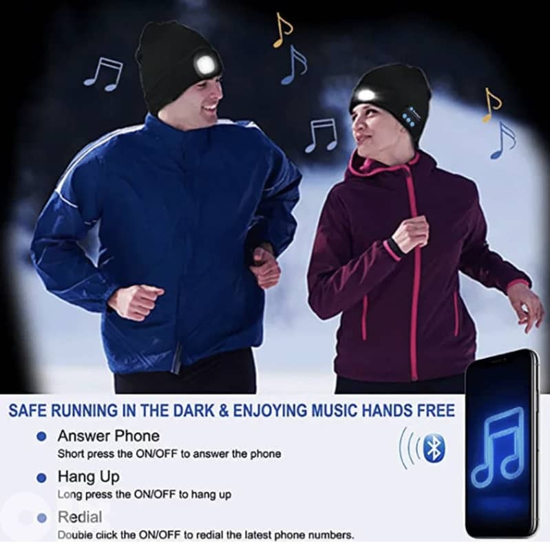 Bluetooth Beanie Hat Wireless Headphones With Led for Outdoor Sports. 4