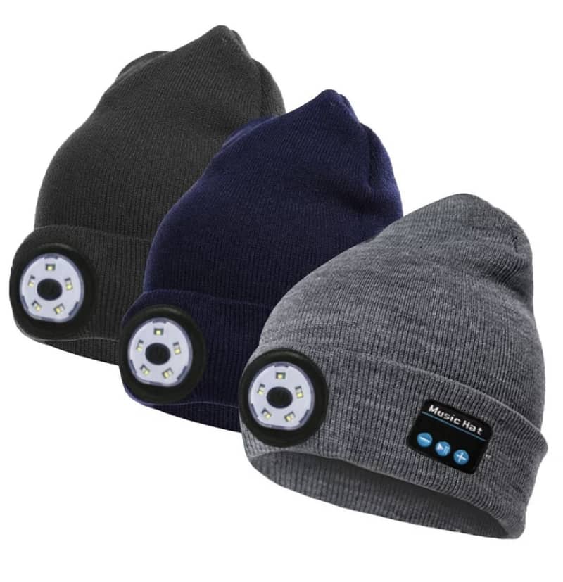 Bluetooth Beanie Hat Wireless Headphones With Led for Outdoor Sports. 0