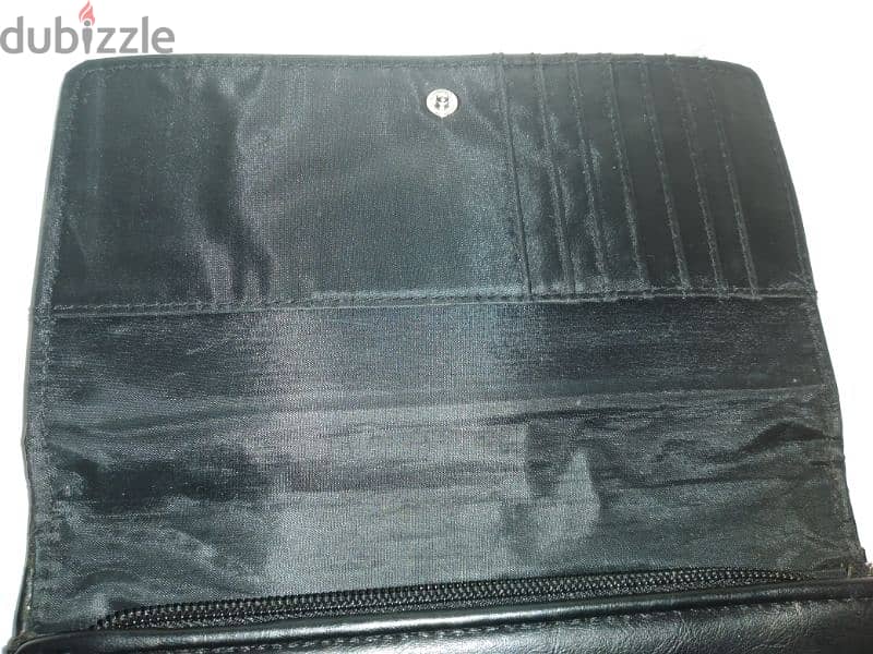 bag clutch wallet real leather black with swarovski 4