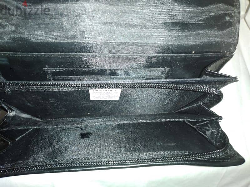 bag clutch wallet real leather black with swarovski 5