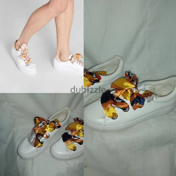 shoes white with satin ribbon 39.40 only 2