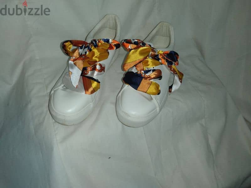 shoes white with satin ribbon 39.40 only 4