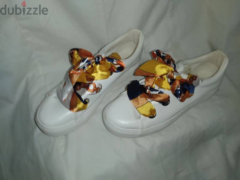 shoes white with satin ribbon 39.40 only 6