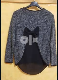 Wool knit top small 38 كنزة صوف مع شيفون 0