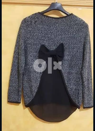 Wool knit top small 38 كنزة صوف مع شيفون