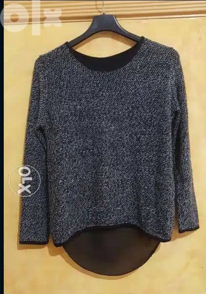 Wool knit top small 38 كنزة صوف مع شيفون 1