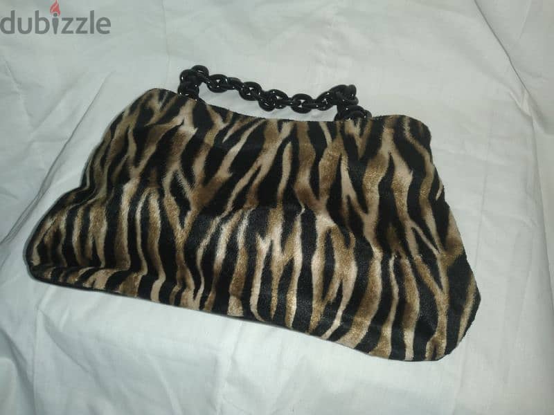 handbag real leather and fur medium size 2