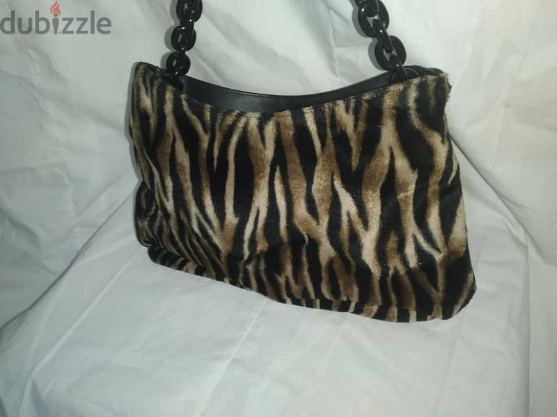 handbag real leather and fur medium size 3