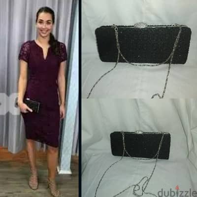 handbag clutch aswad ma3 strass