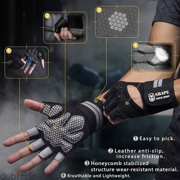 Gym Fitness Gloves with Wrist Wrap Support 4