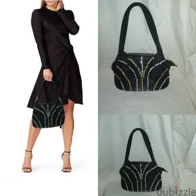 handbag vintage satin black with sequins