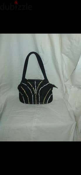 handbag vintage satin black with sequins 2