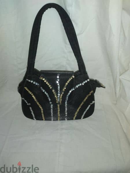 handbag vintage satin black with sequins 3