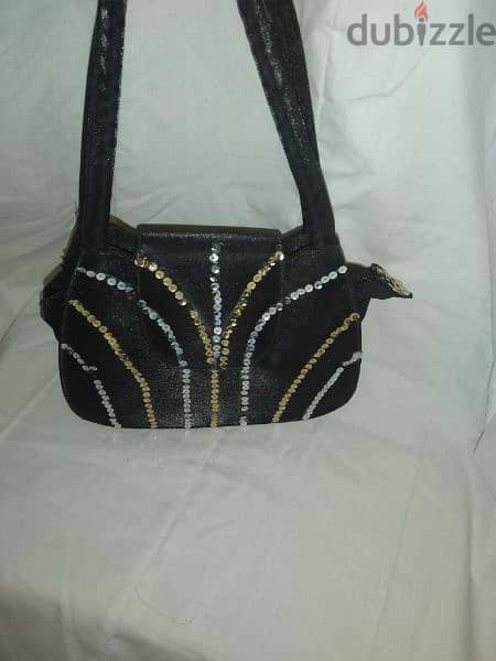 handbag vintage satin black with sequins 5