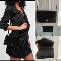 hsndbag black satin rushed shoulder bag vintage