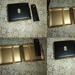 case holder with lighter vintage black leather 0