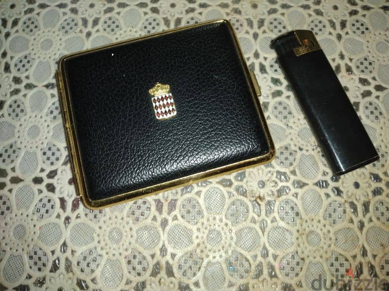 case holder with lighter vintage black leather 2