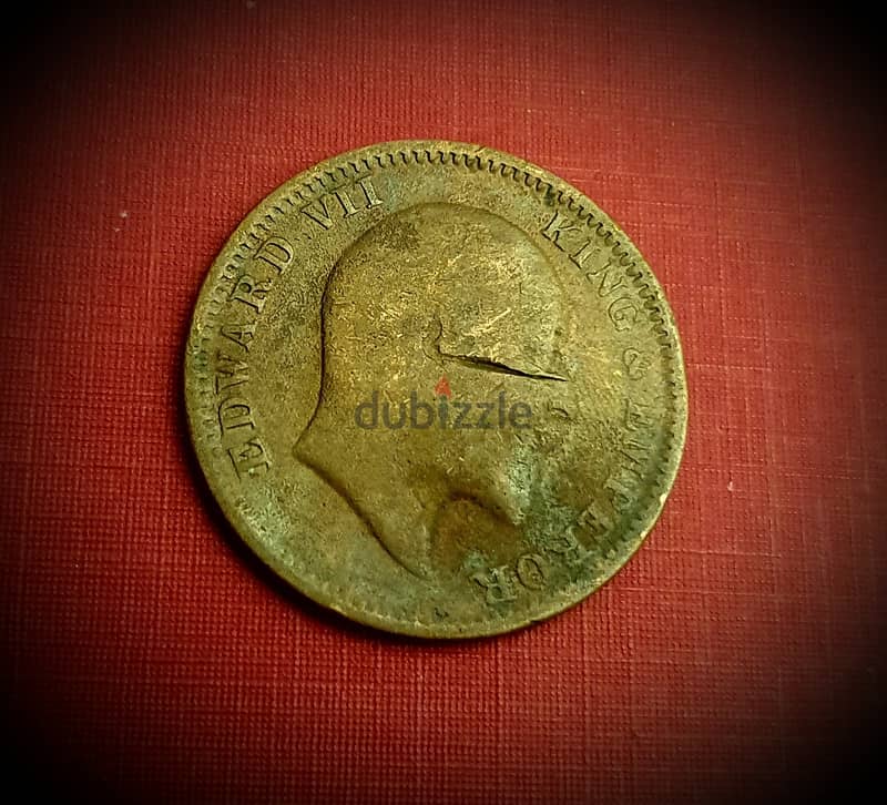 1905 British India quarter Anna copper coin k. Edward VII 1