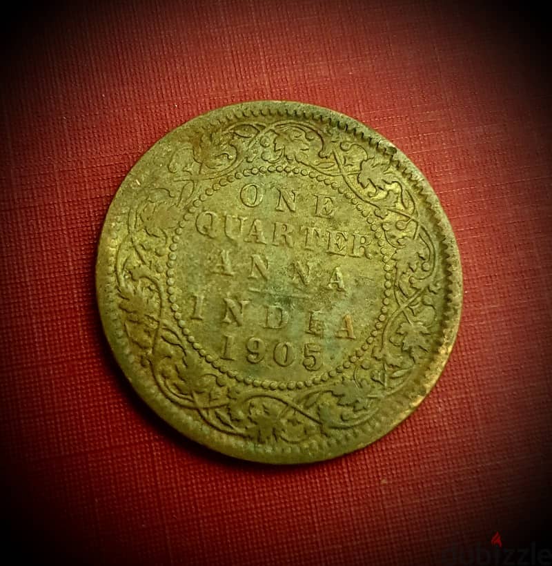 1905 British India quarter Anna copper coin k. Edward VII 0