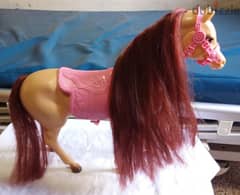 BARBIE HORSE Original plastic great Mattel toy red hair +Horse 2 pcs