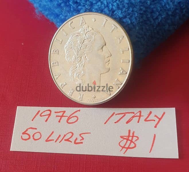 1976 Italy 50 Lire old coin 0