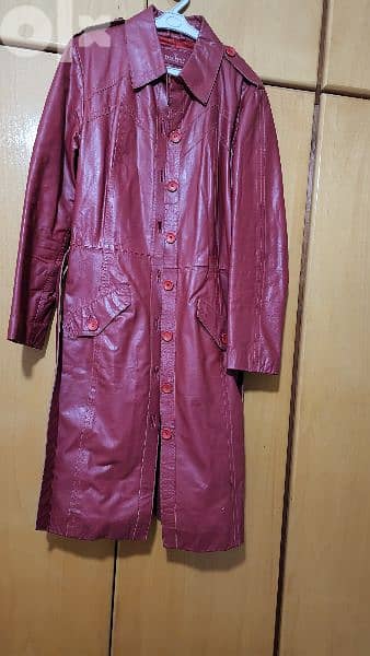 Naf Naf genuine leather coat large معطف جلد 7