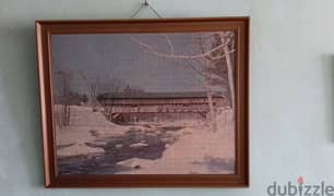 Vintage Puzzle assembled in a wooden frame. 0