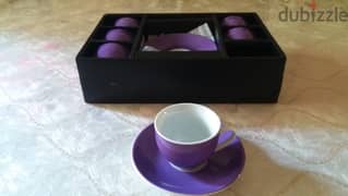 Round Shaped Porcelain Coffee Cup & Saucer فناجين قهوة ليلكي مع صحون 0