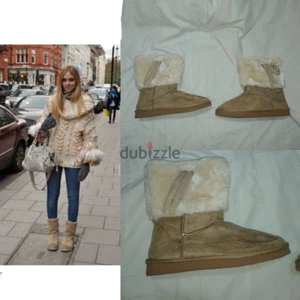 boots beige fur reversible 38.39. 40.41 1