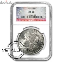 1885 American Silver Morgan Dollar Coin MS-63 (NGC Certified) 0