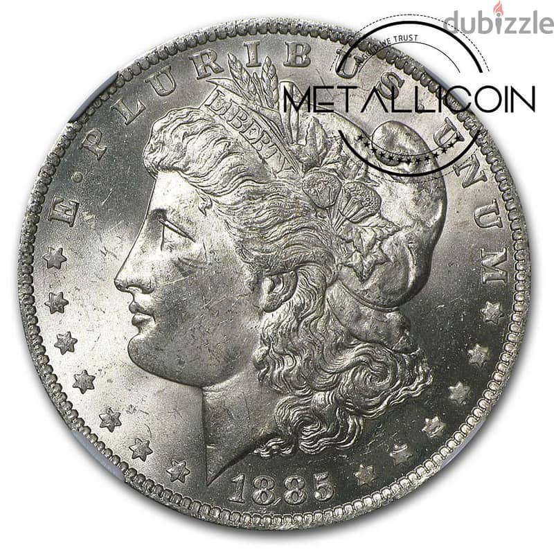 1885 American Silver Morgan Dollar Coin MS-63 (NGC Certified) 1