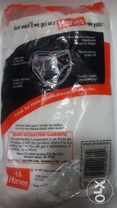 (Package of 6 briefs underwear HANES made in USA size 38 (cash $ only 1