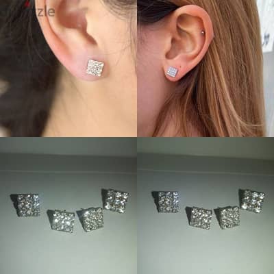 earrings 2 sizes square zirkon high quality  1=5$ or 3=13$