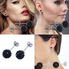 earrings crystall ball black