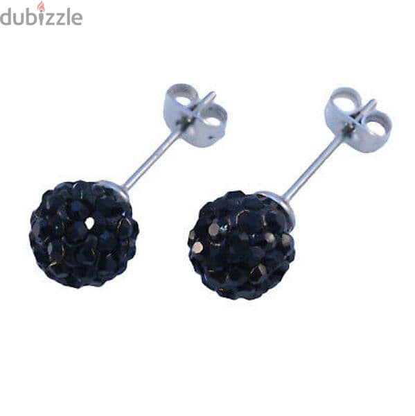 earrings crystall ball black 1