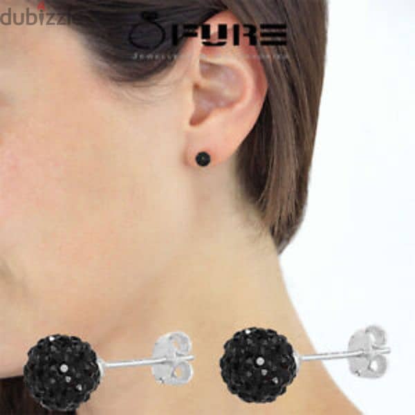 earrings crystall ball black 3