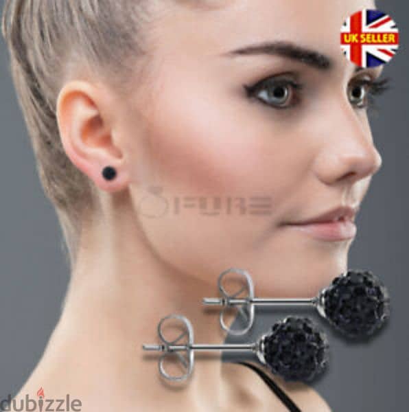 earrings crystall ball black 4