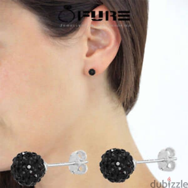 earrings crystall ball black 6