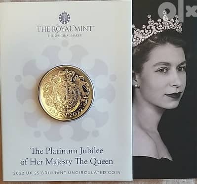 5 pounds brilliant uncirculated coin 2022 Queen Elizabeth II عملة