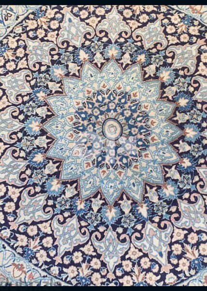 سجاد عجمي. نايين صوف مطعم حرير. Persian Carpet. Hand made 2