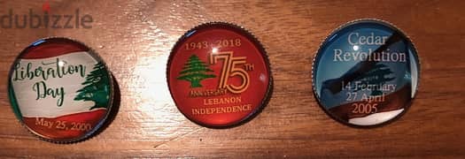 3 pins 75th lebanon Independance Liberation Day Cedar Revolution 2005 0