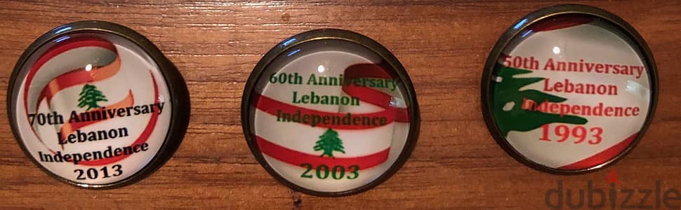 3 pins 50th 60th and 70th Lebanon Independence