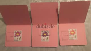 3 Souvenir Cards Rose Purple Orange Stamps Mother’s day Lebanon 2019
