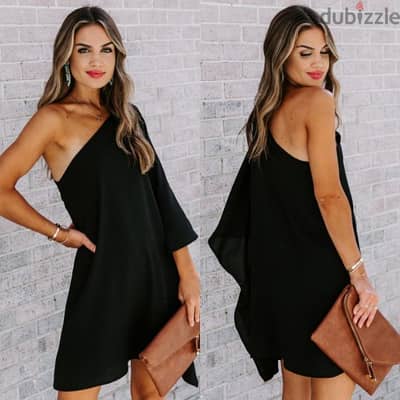 dress black fuĺl lycra one shoulder s to xxL