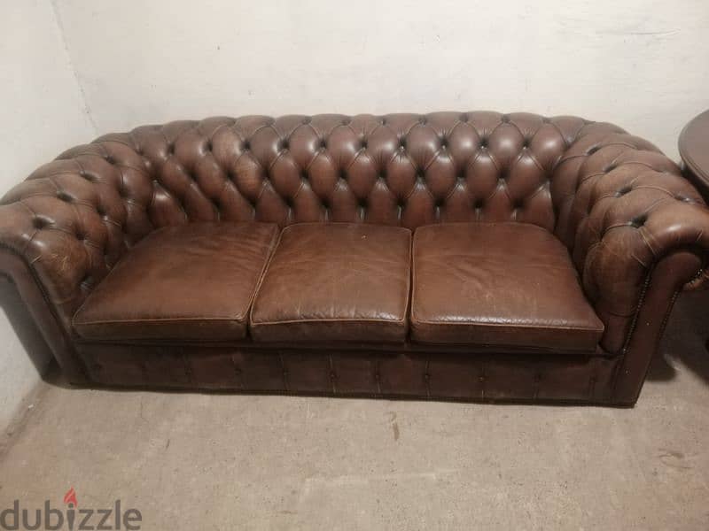 salon chesterfield original genuine leather made in england 1