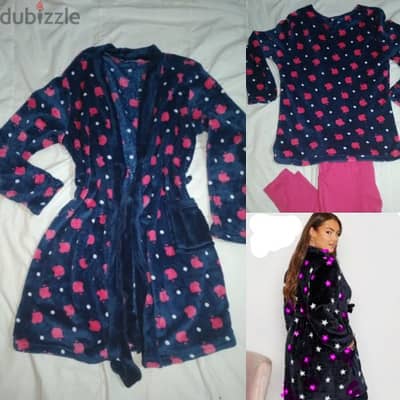 pyjama fleece navy pants top robe M to xxL  1=7$ or 3=15$