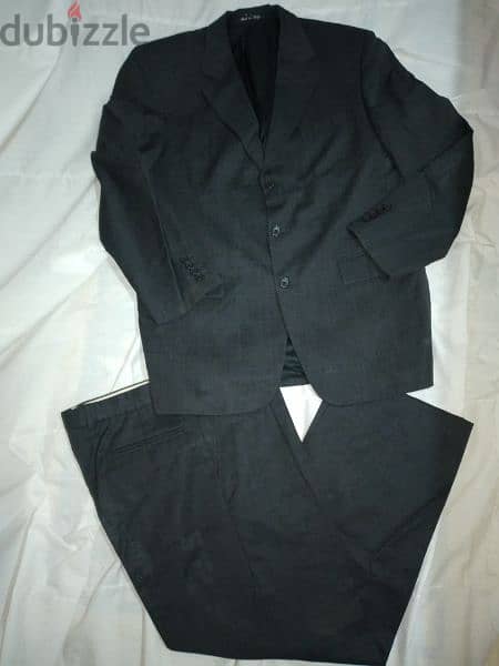 suit dark grey light stripes size 50.52 made in Italy 3