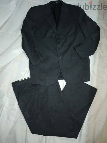 suit dark grey light stripes size 50.52 made in Italy 4